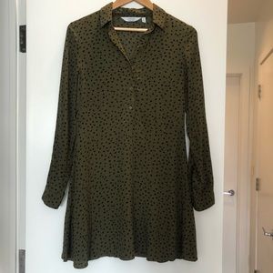 & Other Stories Green and Black Shirt Dress